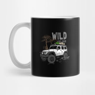 Wild Explorer Jeep - Adventure White Jeep Wild Explore for Outdoor enthusiasts Mug